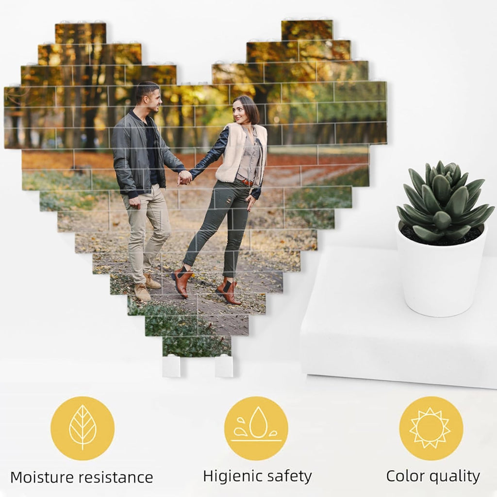 NAZENTI Personalized Building Brick Photo Block, Custom Couple Photo Puzzle, Customized Picture Block Gift for Boyfriend, Girlfriend, Husband, Wife, Family, Unique Couples Gifts for Valentine’s Day