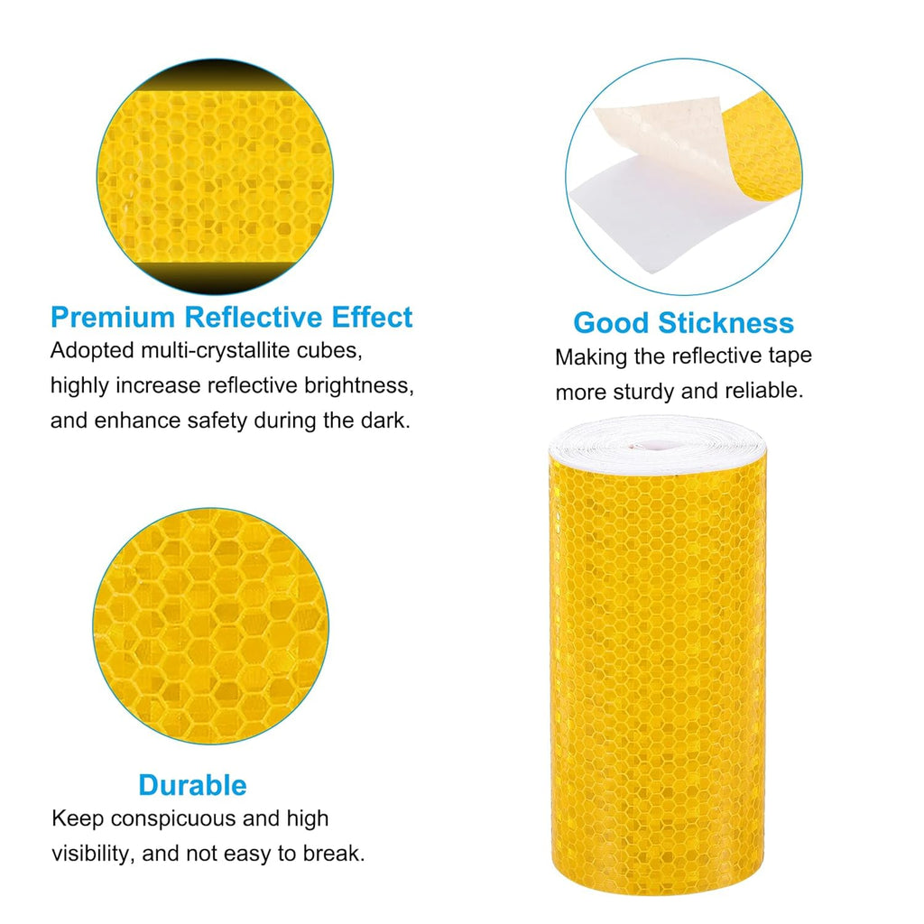 PATIKIL 6 Inch x 33 ft Reflective Tape, 1 Roll Waterproof Self Adhesive High Visibility Caution Warning Safety Tape Reflector with Scraper for Trucks Trailers Cars, Yellow