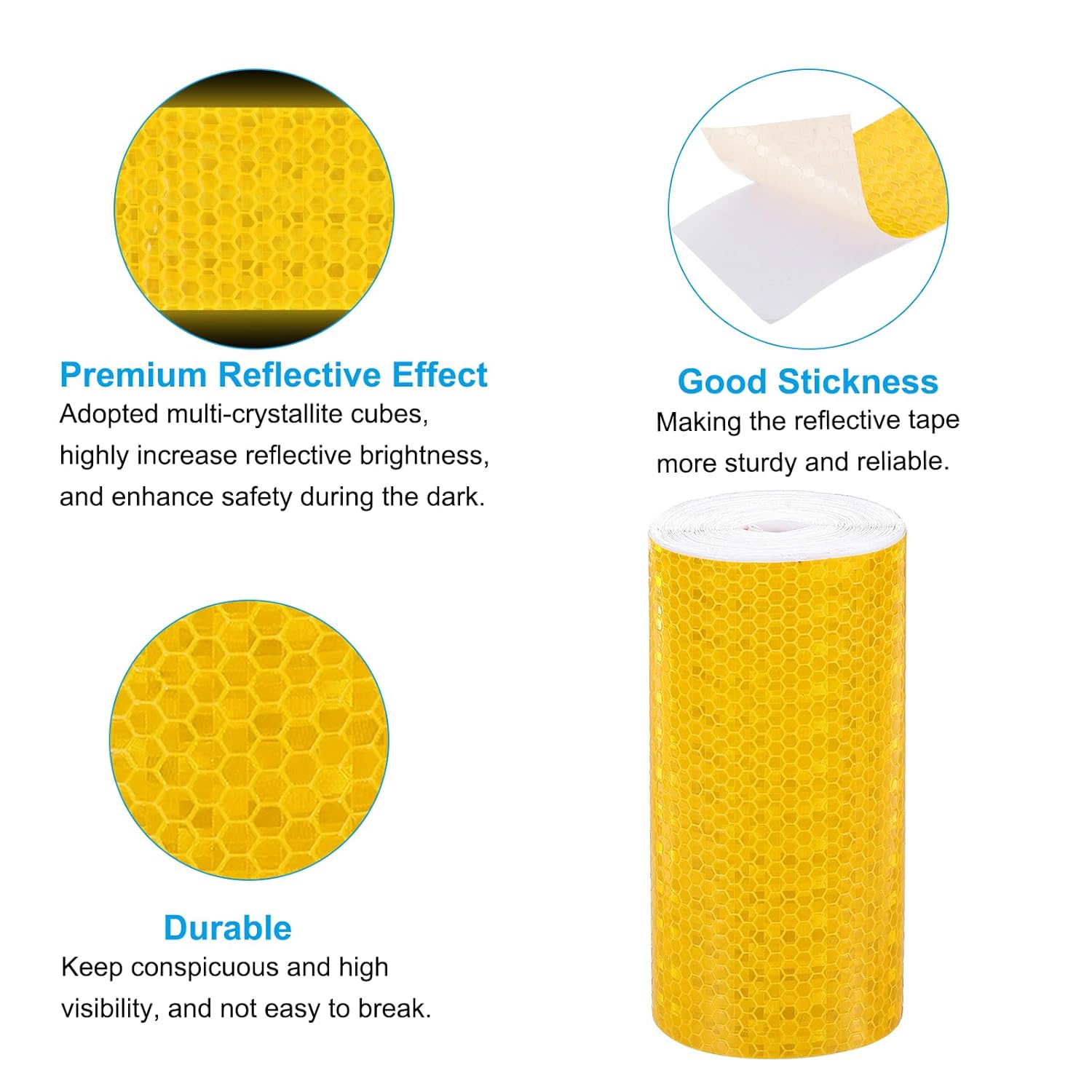 PATIKIL 6 Inch x 33 ft Reflective Tape, 1 Roll Waterproof Self Adhesive High Visibility Caution Warning Safety Tape Reflector with Scraper for Trucks Trailers Cars, Yellow