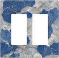 Abstract Blue Marble Plant Leaves 2 Gang Double Rocker Decorative Light Switch Covers Electrical Faceplate Switch Plates for Bathroom Kitchen Home