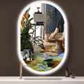 36 x 24 Inch Oval Backlit Mirror 3 Color Adjustable Brightness Backlits Oval Lighted Vanity Mirror for Bathroom Wall Horizontal Vertical Mount Antifog 36" Frameless LED Backlit Ovals Mirrors