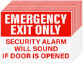 10 Pack Emergency Exit Only Security Alarm Will Sound If Door Is Opened Stickers 10 × 7 Inches Vinyl Self Adhesive Waterproof Safety Signs for Workplace Warehouse Office