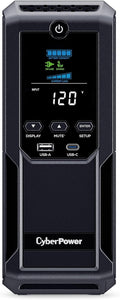 CyberPower CP1350AVRLCD3 Intelligent LCD UPS System, 1350VA/815W, 12 Outlets, 2 USB Ports, AVR, Mini Tower, Black