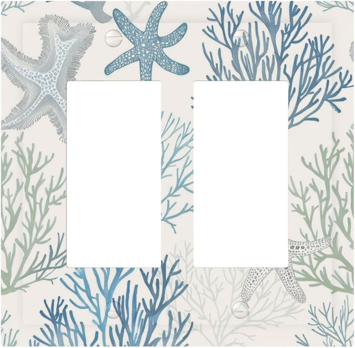 Decorative Outlet Covers Ocean Beach Theme Starfish Seashell Coral 2 Gang Double Gfci Rocker Electrical Wall Panels Light Switch Cover Plate For Bathroom Kids Room Decor