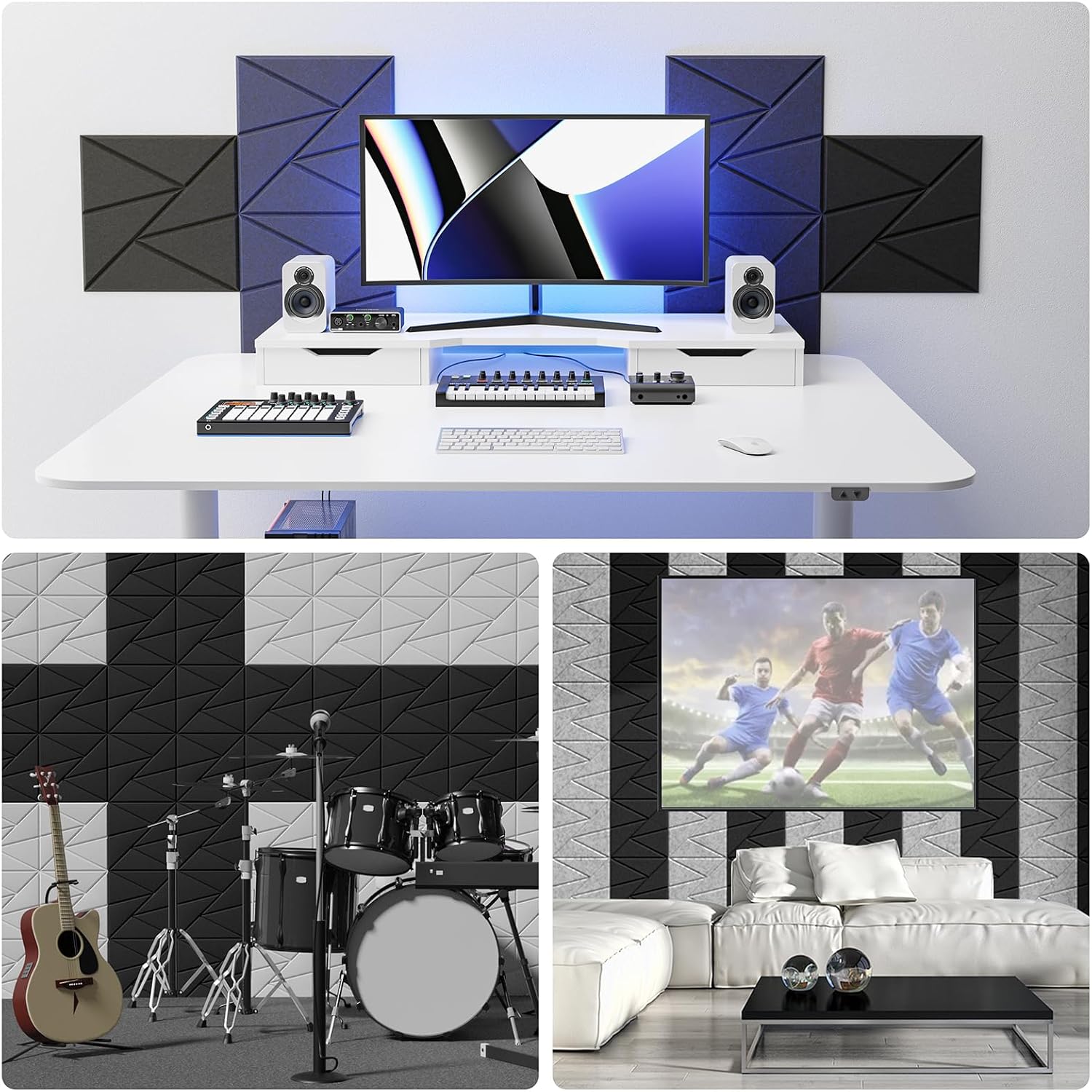 18 Pack Acoustic Panels with Self-Adhesive, 12"X 12"X 0.4"Sound Proof Foam Panels, Sound Panels High Density, Soundproof Wall Panels for Home Studio Office Sliver Gray