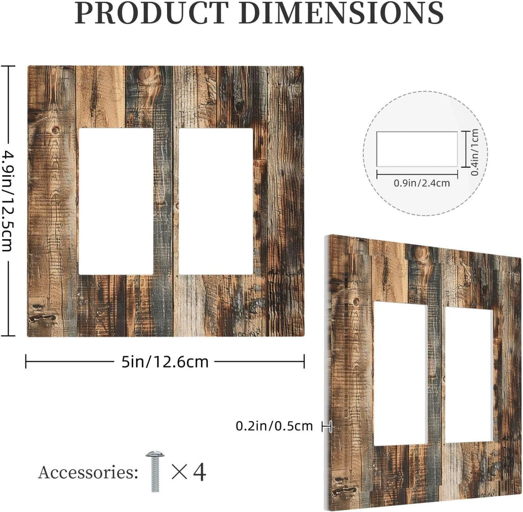 Decorative Outlet Covers Rustic Brown Wood Pattern Splice Plank 2 Gang Double Gfci Rocker Electrical Wall Panels Light Switch Cover Plate For Farmhouse Cabin Decor