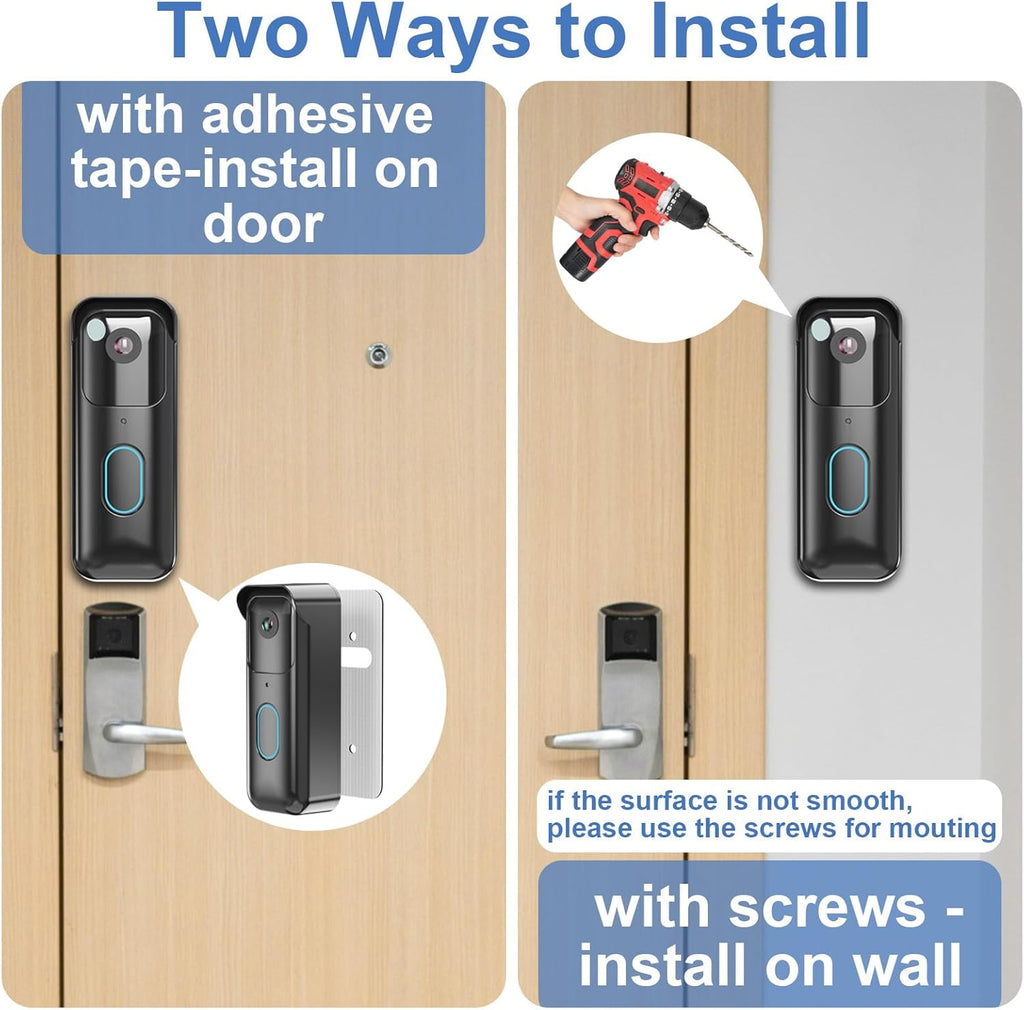 No-Drill Adhesive Doorbell Mount Compatible with Blink Doorbell (2nd Gen), Door Mounting Holder Bracket Accessories, Not Block Motion Sensor Anti-Theft Camera Mount for Home, Apartment, Office, School