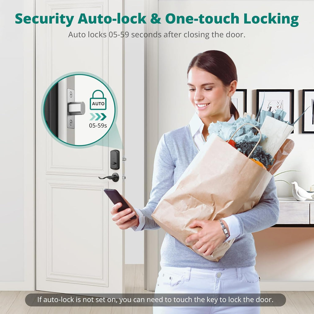 DS10 Fingerprint Door Lock - Keyless Entry Door Lock, Electronic Keypad Deadbolt, Smart Door Lock, Keypad Lock for Front Door, Auto-Lock & One Touch Locking - Oil Rubbed Bronze