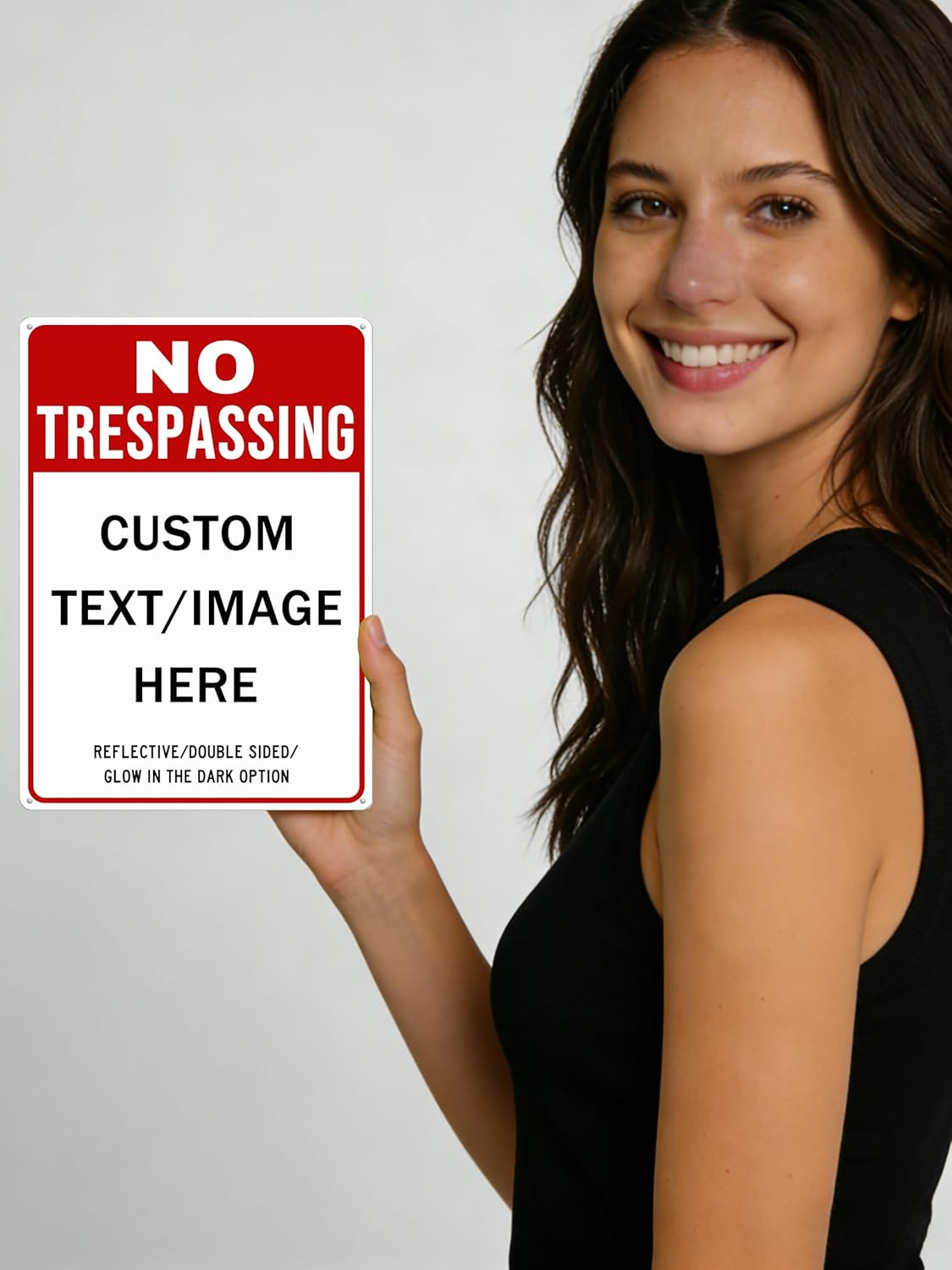 Custom No Trespassing Sign, Glow in the Dark/Reflective Option, Personalized Aluminum Warning Signs, Customize for Business, Yard, Garden, School, Driveway, Outdoor 12''x8''