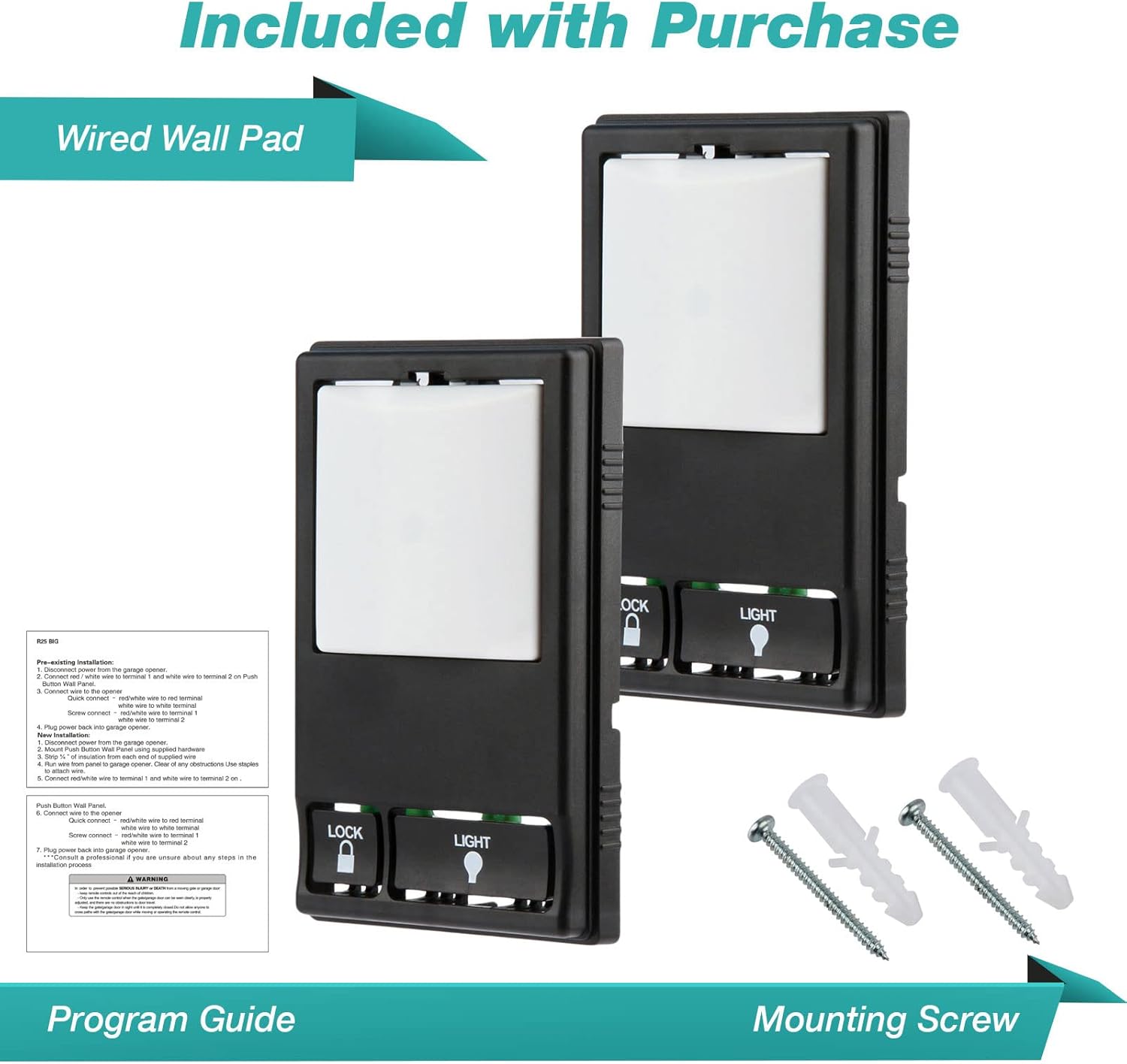 2 Multi-Function Wall Keypad Control Panels for LiftMaster 41A5273-1 78LM