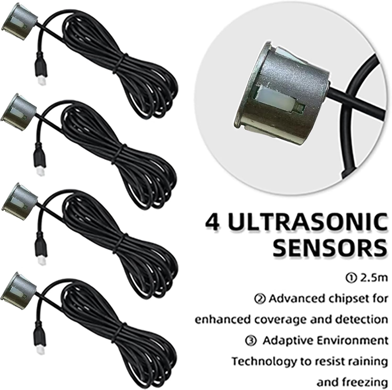 New Feature Rear Parking Sensor with Selectable Distance in Feet, Bidirectional Display Options, and Customizable Numeric Orientation and There are 18 Color Probes to Choose from(Dark Grey)