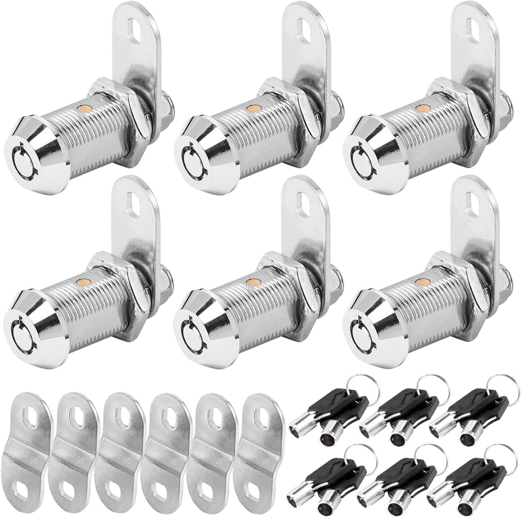 Cam Lock RV Storage Locks Keyed Alike, 1-1/8" Fits on 7/8" Max Door Thickness, RV Compartment Locks for Camper Trailer Locks with Keys (1-1/8 Inch 6Pack)