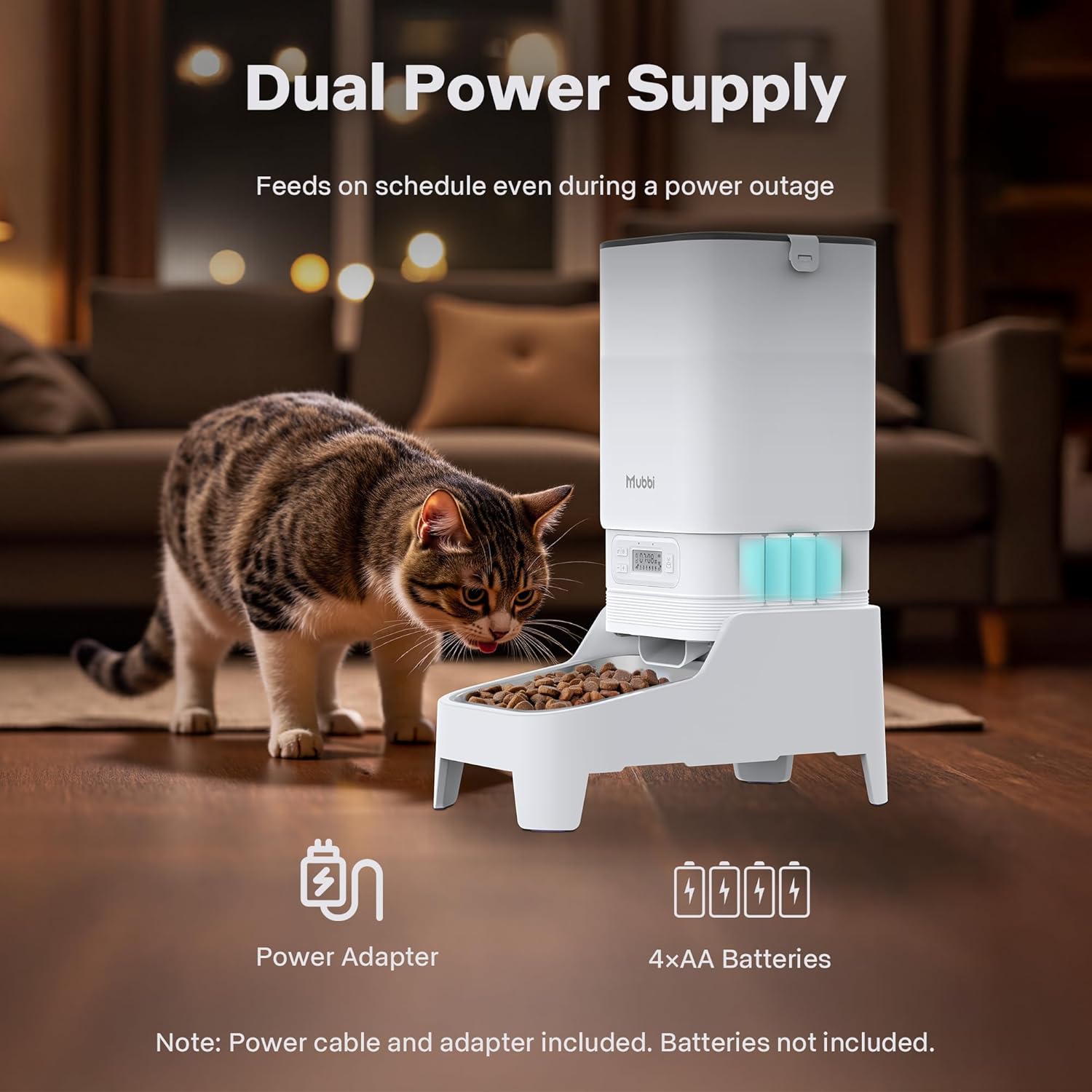 Automatic Cat Feeder, Elevated Automatic Dog Feeder, 7L Cat Food Dispenser, No-Jam, Up to 6 Meals for 2-15 mm Dry Food, Stainless Steel Bowl, No Spinal Pressure, Easy to Clean
