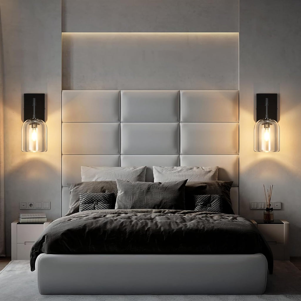 Modern Crystal Wall Sconces Indoor Black Wall Lamp Vanity Wall Lighting for Bathroom Bedroom Living Room Stair（1 Pack）
