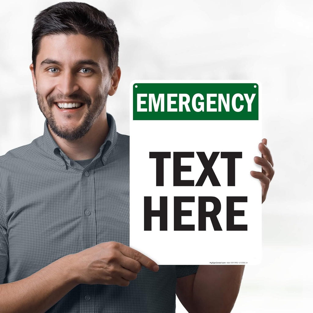 Custom Emergency Sign, OSHA Sign, 10x14 Inches, 55 mil thick HDPE (high density polyethylene), Made in USA by My Sign Center