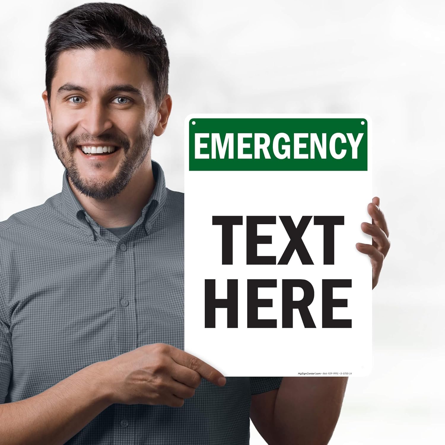 Custom Emergency Sign, OSHA Sign, 10x14 Inches, 55 mil thick HDPE (high density polyethylene), Made in USA by My Sign Center