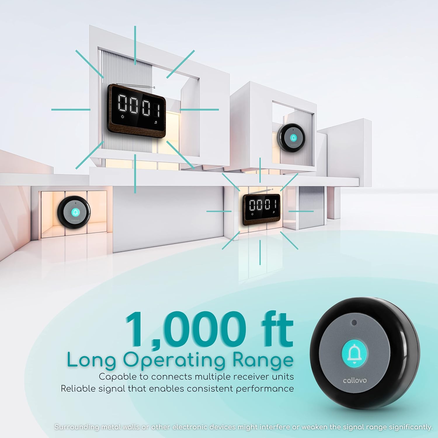Nurse Call System Wireless Caregiver Pager Bell Buttons for Elderly at Home Call Light for Seniors Clinic, Elderly Monitoring, Care Facility, Restaurant Black Walnut