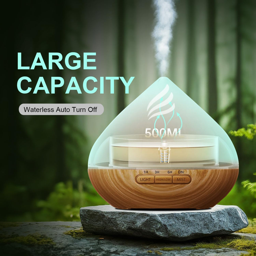 Essential Oil Scent Diffuser: 500ML Aroma Diffuser with Remote Control, Large Fragrance Aromatherapy Diffuser, Mist Humidifier with 14 Colors LED Lights and Auto-Off for Bedroom & Home