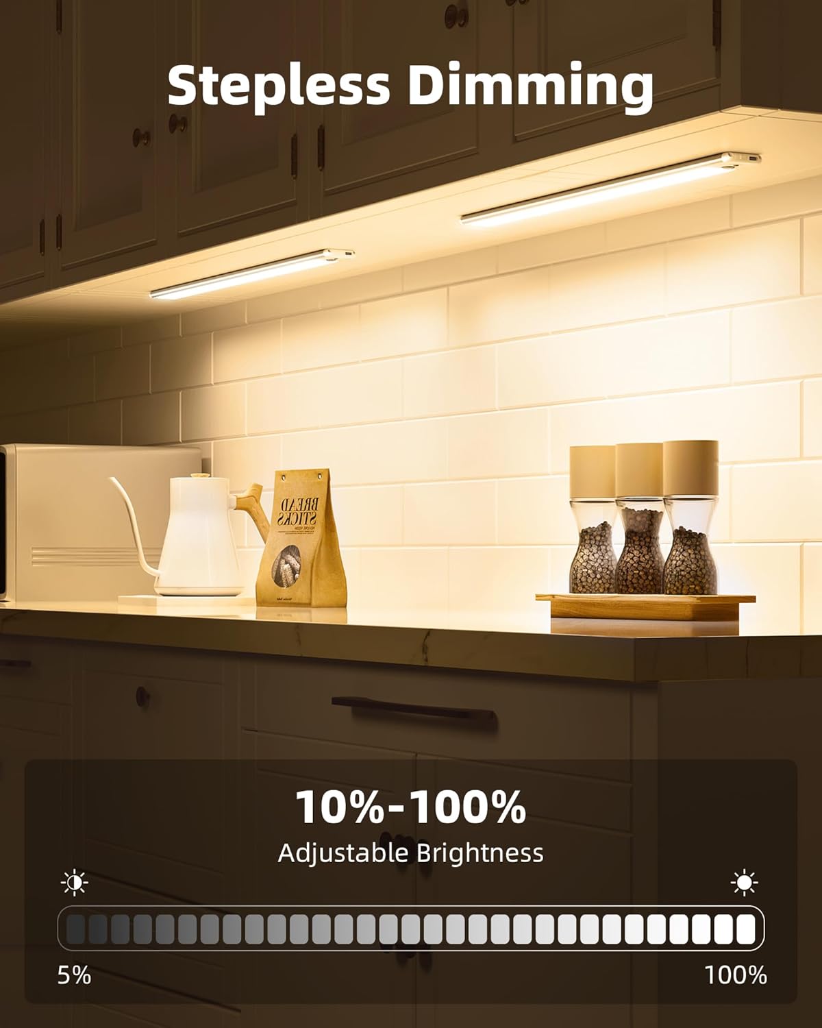 EZVALO Under Cabinet Lights, 14.5i'' Motion Sensor Light Indoor Dimmable, 4000mAh Rechargeable Closet Lights 3700K with Remote Control, Wireless Under Counter Light for Kitchen,Cabinet,Bedroom(4Pcs)