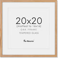 20x20 Picture Frame, Solid Oak Wood 20 by 20 Frame, Square Picture Frame 20 x 20 with mat for 16 x 16, 20x20 Wood Frame for Home Decor, 20 x 20 Poster Frame, Tempered Glass, Natural Oak Color, 1 Pack