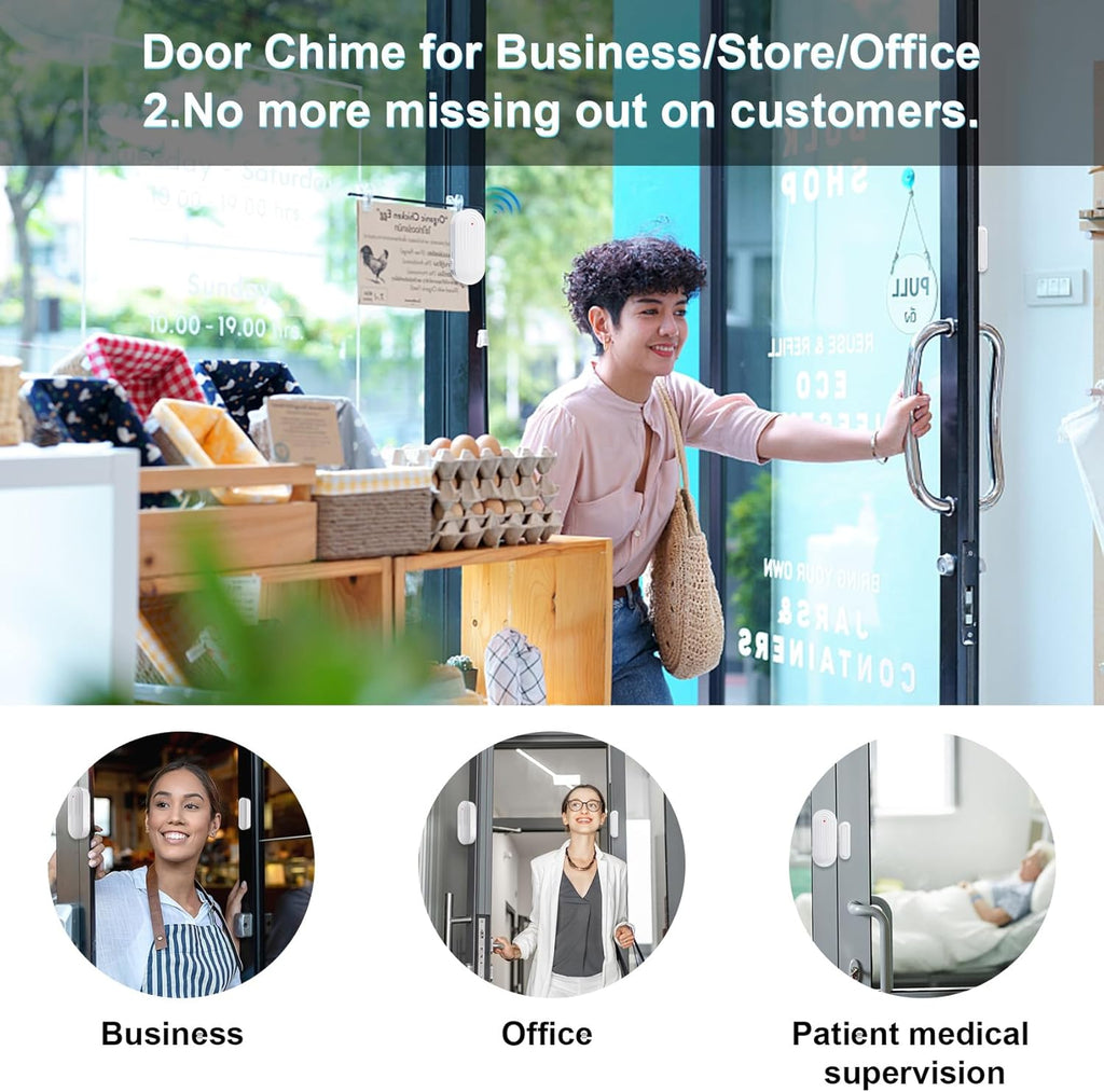 Sanjie Door Chime,Wireless Door Chimes When Door Opens Entry Alarm for Home/Business/Office/Store with 800ft Range,55 Chimes and 5 Adjustable Volume Door Ringer Alert