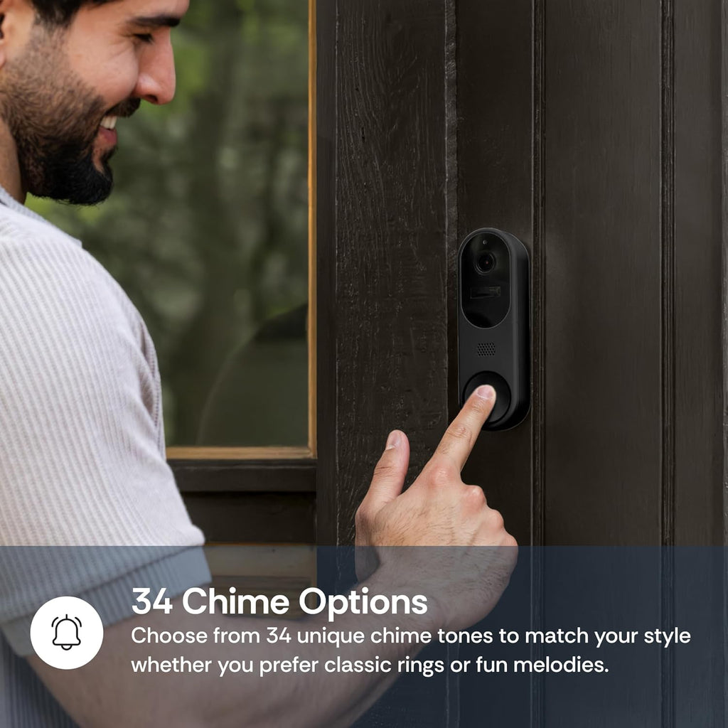 Luna Doorbell Camera Wireless, AI Human/Package Detection, Instant Alerts, Night Vision, 2-Way Audio, Battery/Wired Powered, Cloud Storage, 2.4GHz Wi-Fi Smart Video Doorbell with Chime