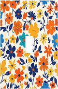 Nature Flowers Botany Plant Art Floral Decorative Light Switch Cover 1 Gang Single Toggle Decorator Outlet Wall Plate Device Electrical Faceplate Switchplates for Bedroom Bathroom Decor