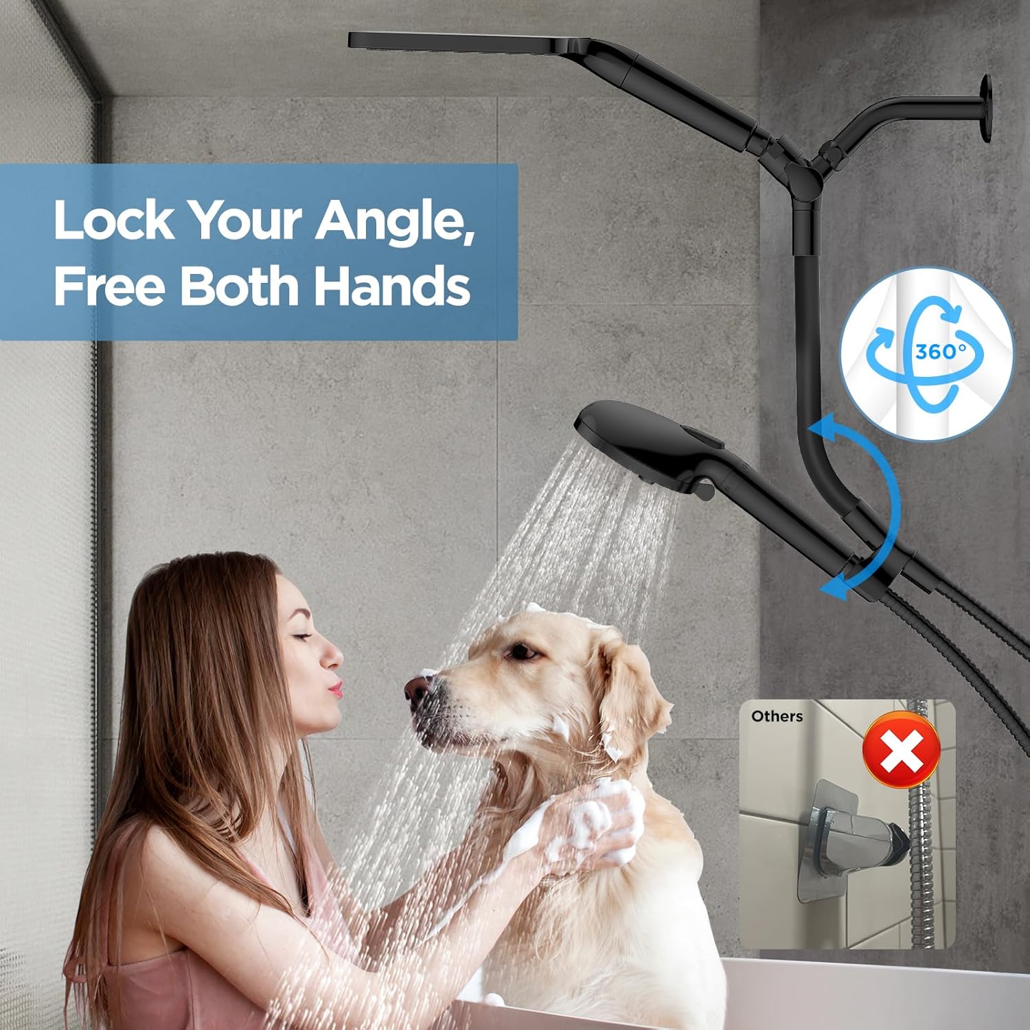 MakeFit Dual Filtered Rain Shower Head Combo, High Pressure Handheld Shower Head with Adjustable Bar - Rainfall Shower Head And Showerhead with Filter for Hard Water - Removes Chlorine