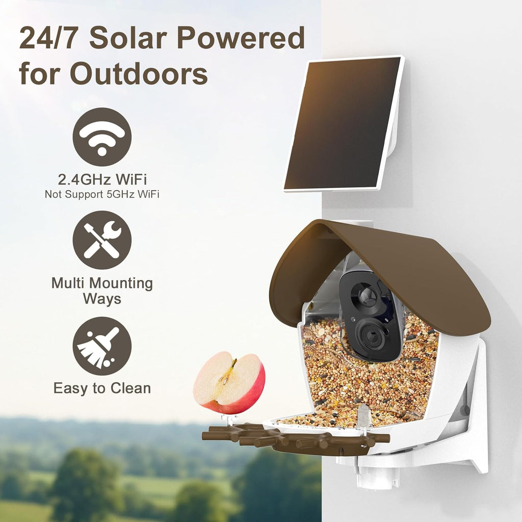 birdsnap® P33 - Smart Bird Feeder with Camera Solar Powered, 2K Video Bird Camera Feeder Live with 32GB Card, AI Identify Feather Species, Auto Record in Backyard, Ideal Gift for Birds Lover