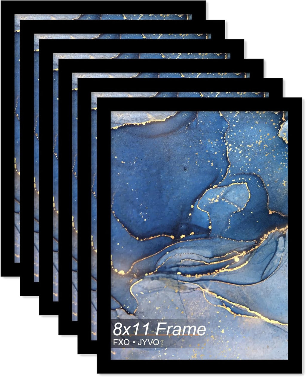8x11 Picture Frame Set of 6, Black Frame for 8 x 11 Inch Picture Poster Photo, Light Weight and High Transparent 8 by 11 Frame for Wall - 6 Pack/Black/8"x11"