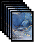 8x11 Picture Frame Set of 6, Black Frame for 8 x 11 Inch Picture Poster Photo, Light Weight and High Transparent 8 by 11 Frame for Wall - 6 Pack/Black/8"x11"