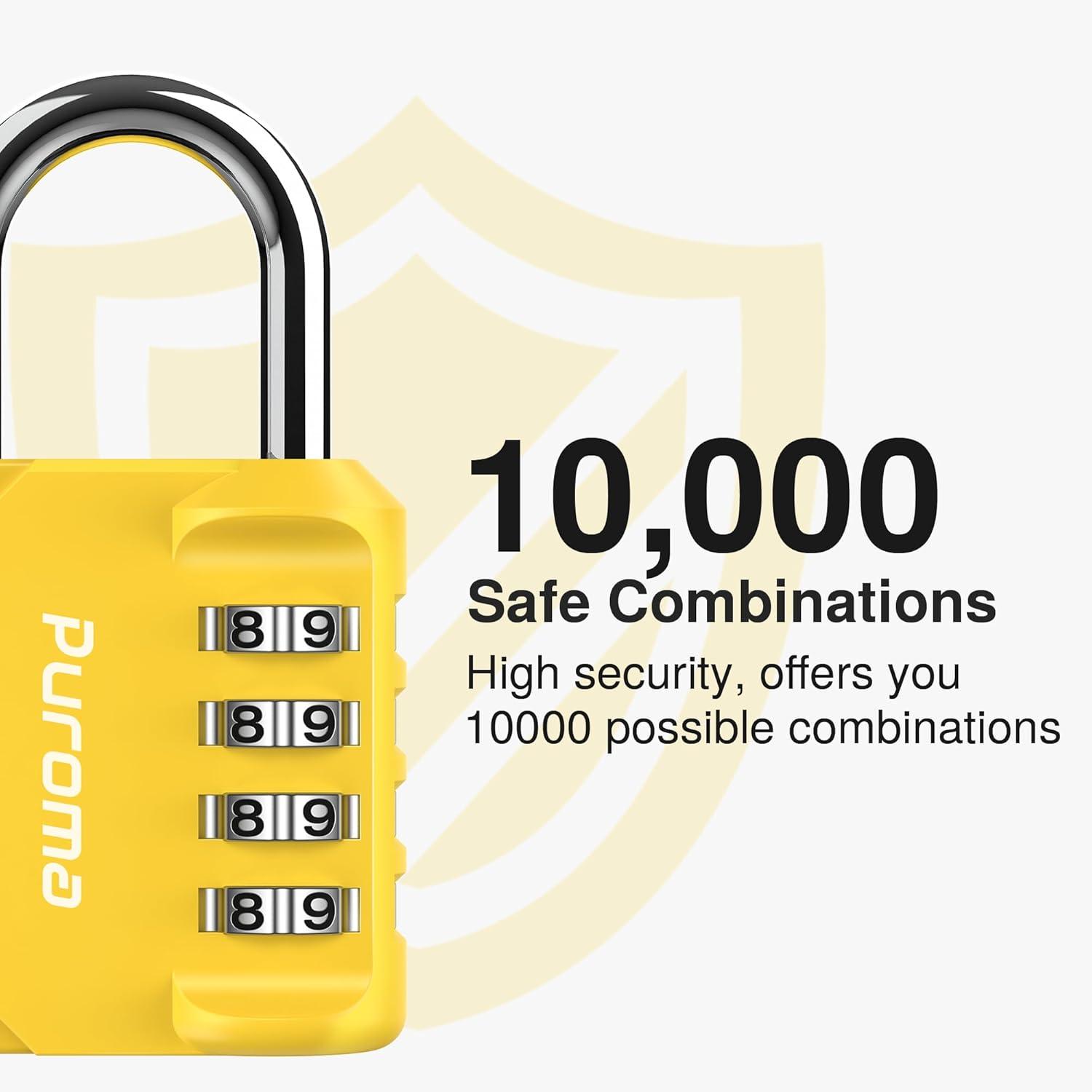 Puroma 1 Pack Combination Lock for Locker 4 Digit Outdoor Waterproof Padlock for School, Gym, Sports, Fence, Toolbox, Gate, Case, Outdoor, Hasp Storage (Yellow)