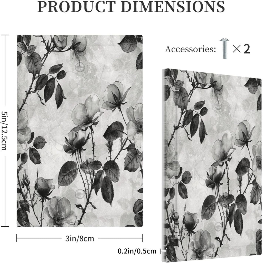 Light Switch Cover Plate Black Breezy Watercolor Garden Floral 1 Gang No Device Blank Electrical Wall Plates Faceplate Decorative Switch Plate for Bedroom Home Decor