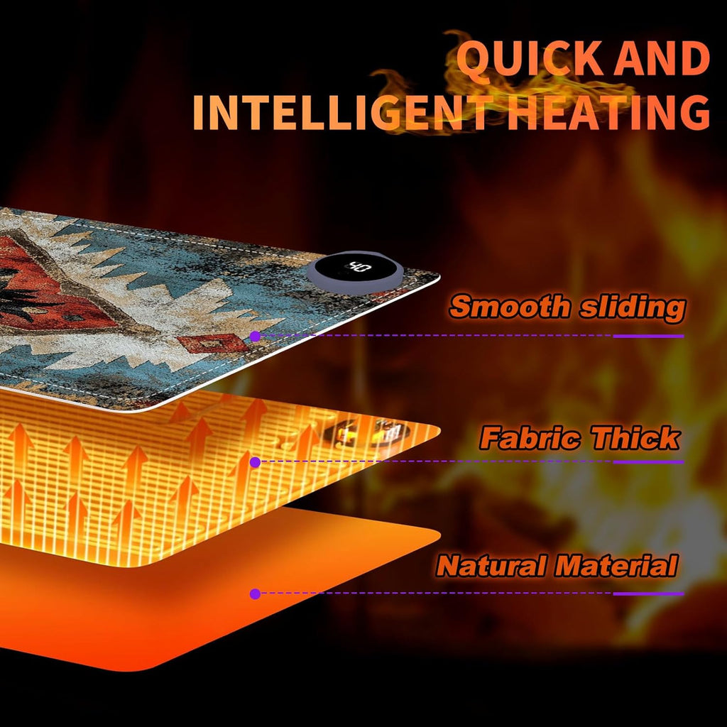 Heated Mouse Pad 23.6 x 14 in 3-Temp Fast Heating Desk Mat with Auto Timer Warmer for Hands Wrist Pain Relief Waterproof Keyboard Mat for Office, Gaming, Home, Art Prints