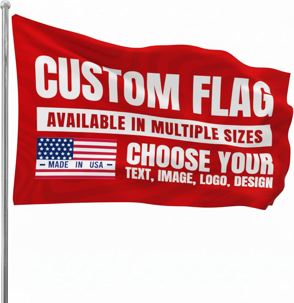 Custom Flag (1x1.5FT to 5x8FT) by BCB Print for Business | Personalized Outdoor Flags with Grommets for Advertising, Events | HD Printed Custom Sign Flag | Express Dispatch+Ship | Made in USA
