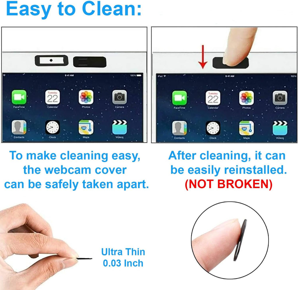 JOS [8 Pack] Webcam Cover, 0.03 inch Ultra Thin Laptop Camera Cover Slide for iPhone iPad MacBook Pro Computer iMac Cell Phone PC Accessories Camera Blocker Slider, Great for Privacy