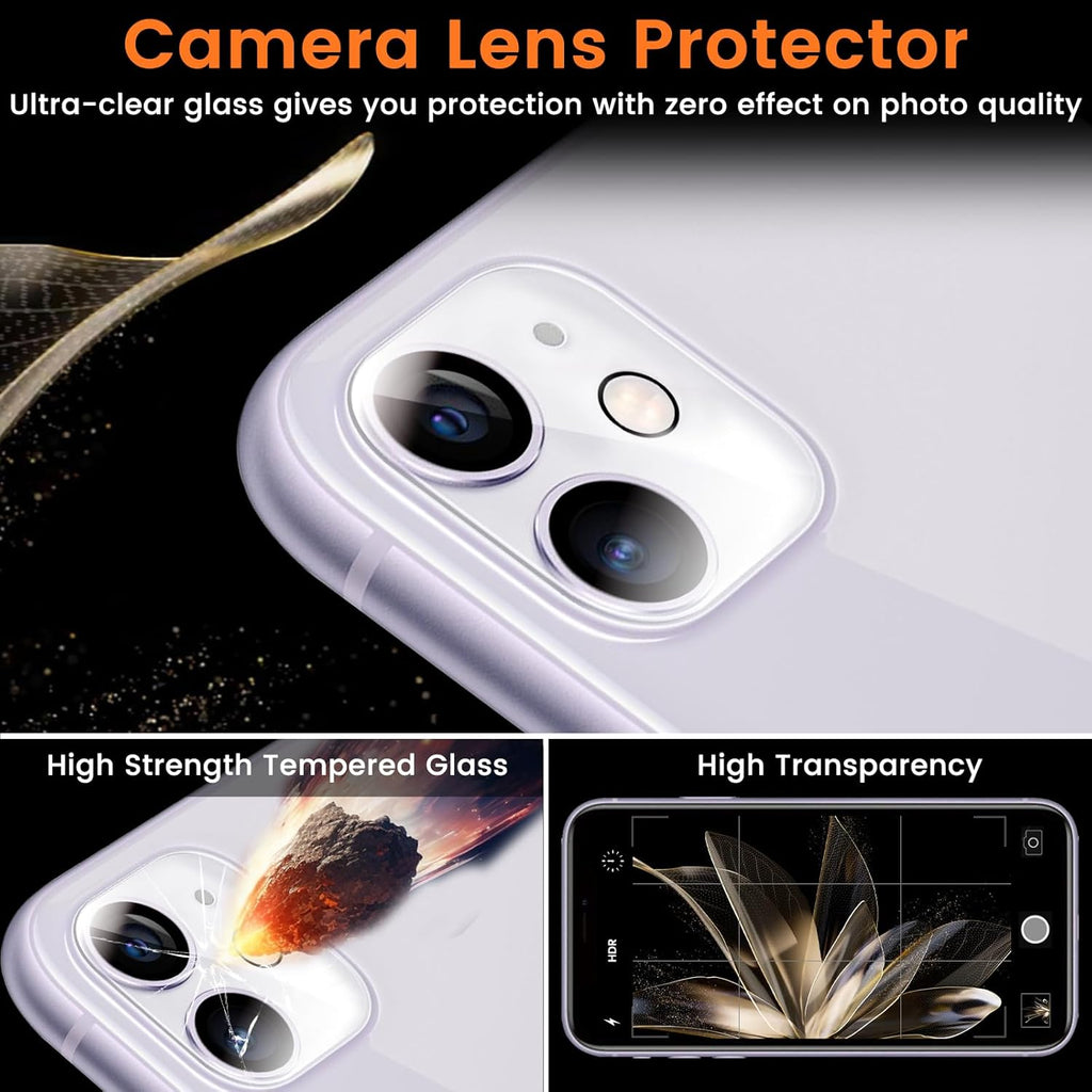 3+3 Pack Privacy Screen Protector for iPhone 11 6.1-Inch with 3 Pack Camera Lens Protector, Anti Spy Tempered Glass Film 9H Hardness Bubble Free Case Friendly