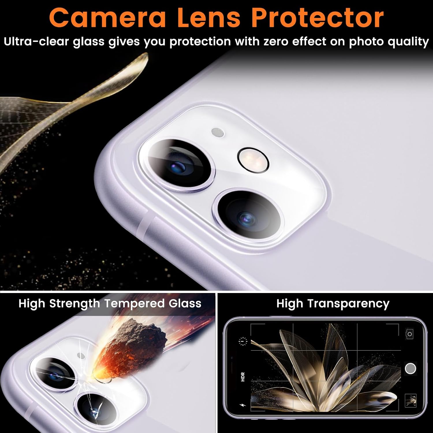 3+3 Pack Privacy Screen Protector for iPhone 11 6.1-Inch with 3 Pack Camera Lens Protector, Anti Spy Tempered Glass Film 9H Hardness Bubble Free Case Friendly