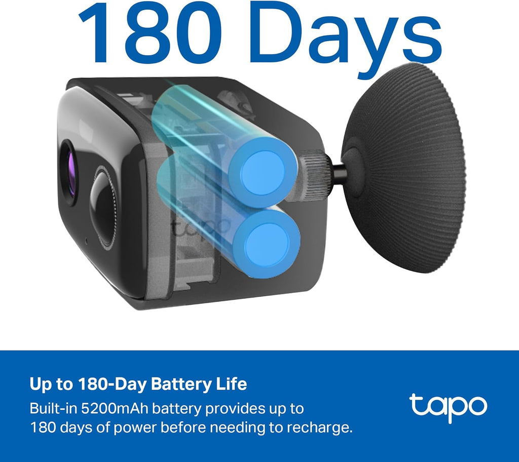 Tapo Outdoor Security Camera Wireless, 1080P, Up to 180-Day Battery, Free Person Detection, Custom Zones, Color Night Vision, SD/Could Storage, Wrks w/Alexa/Google, Ideal for Homeowners(C401) Black