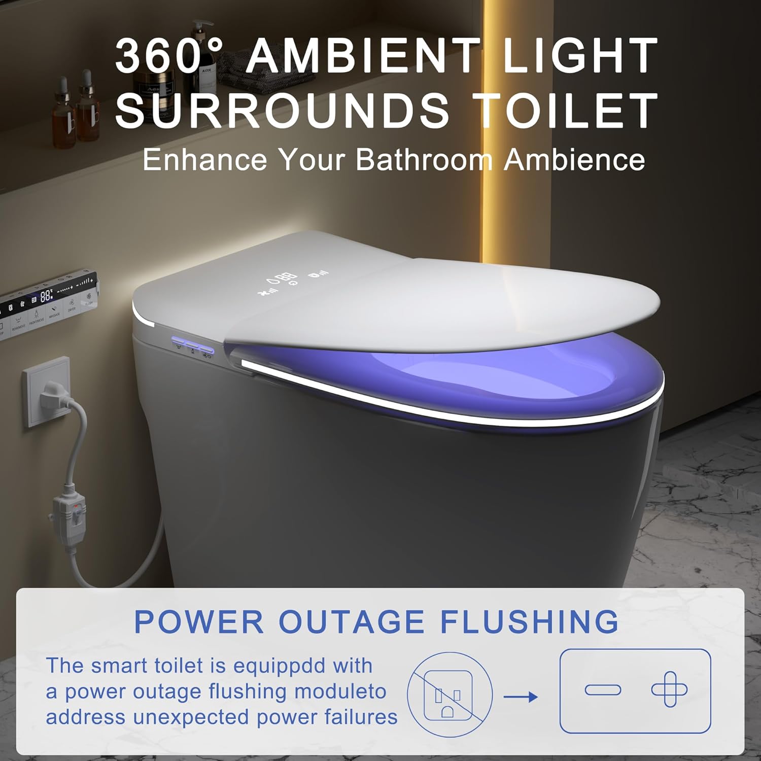 TDH Smart Toilet with Foam Shield, Upgraded New Heated Toilet Seat with Instant Warm Water Sprayer and Dryer, One Piece Toilet with Auto Soft Close,ADA Comfort Height