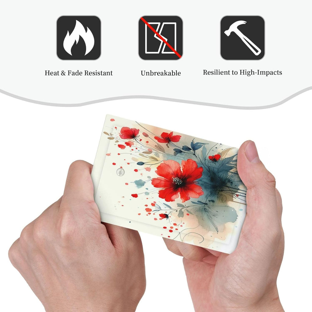 Vintage Floral Red Watercolor Modern Light Switch Cover Plate 1 Gang No Device Blank Decorative Switch Plate Electrical Wall Plates Faceplate for Bedroom Bathroom Decor