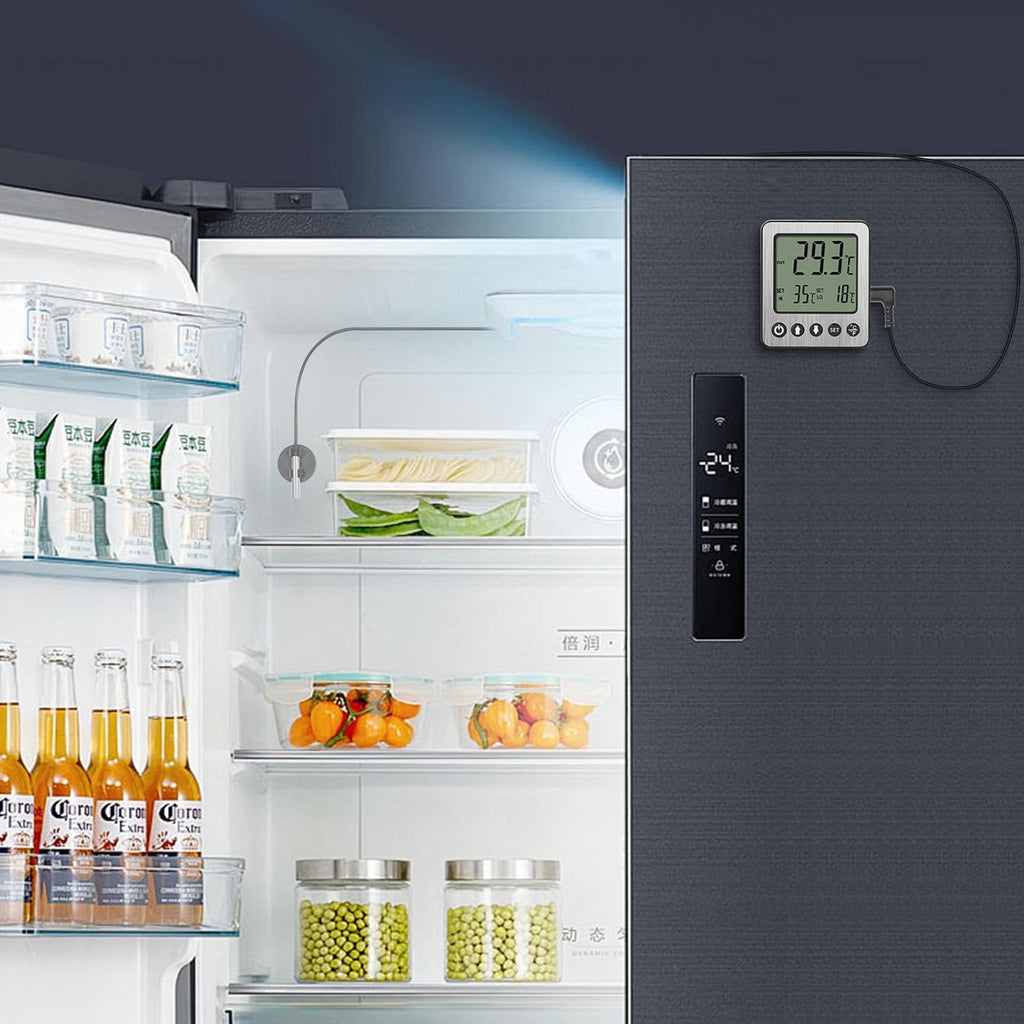 Refrigerator Thermometer Freezer Alarm Digital Freezer Thermometer Fridge Thermometer with Extra Sensor high and Low Temperature Alarm 2pcs White zz10