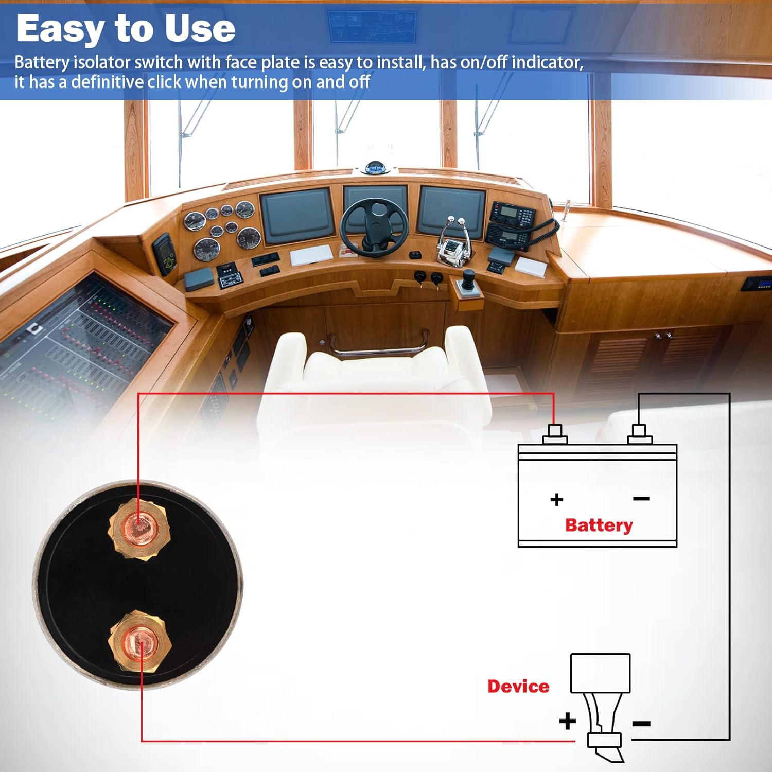 300A High Current Master Battery Disconnect Switch, 12-48V Power Cut Off Isolator with Face Plate for Vehicle, RV, Truck, Boat, Marine, ATV On/Off Battery Isolator