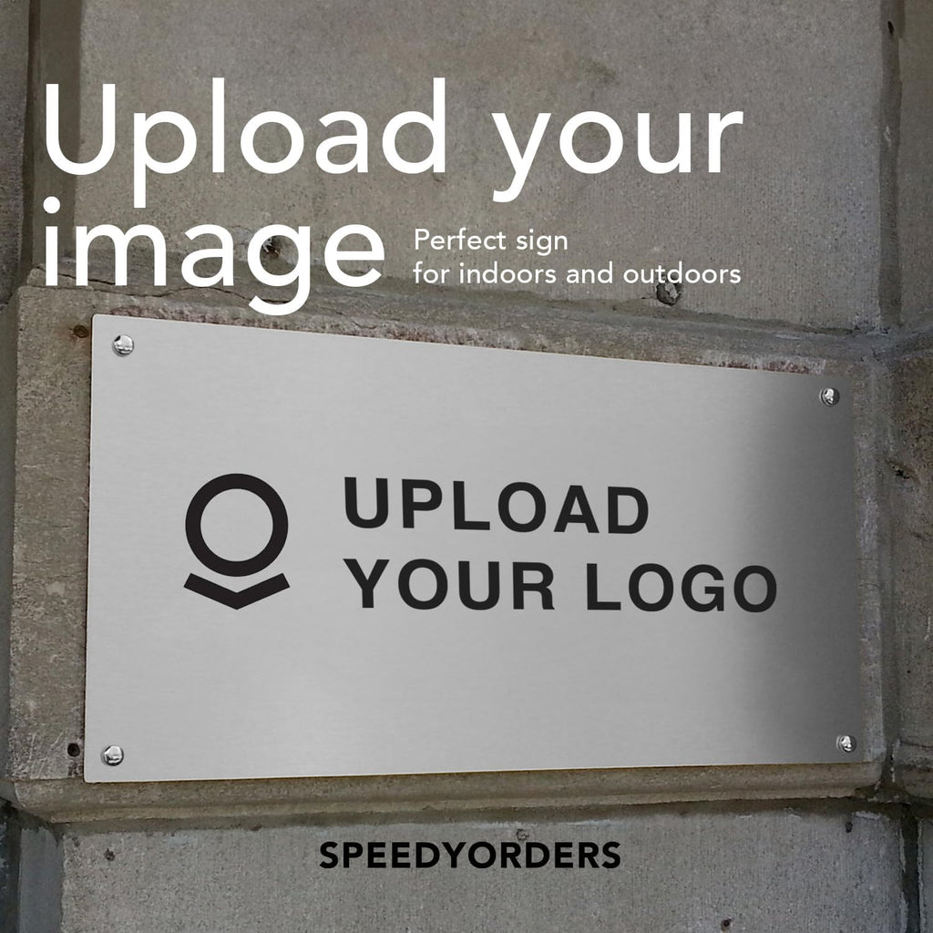 Custom Metal Signs, Personalized Aluminum, Customized Safety, Business Signs, Waterproof Outdoor, White Aluminum (Logo, 18x12 In)