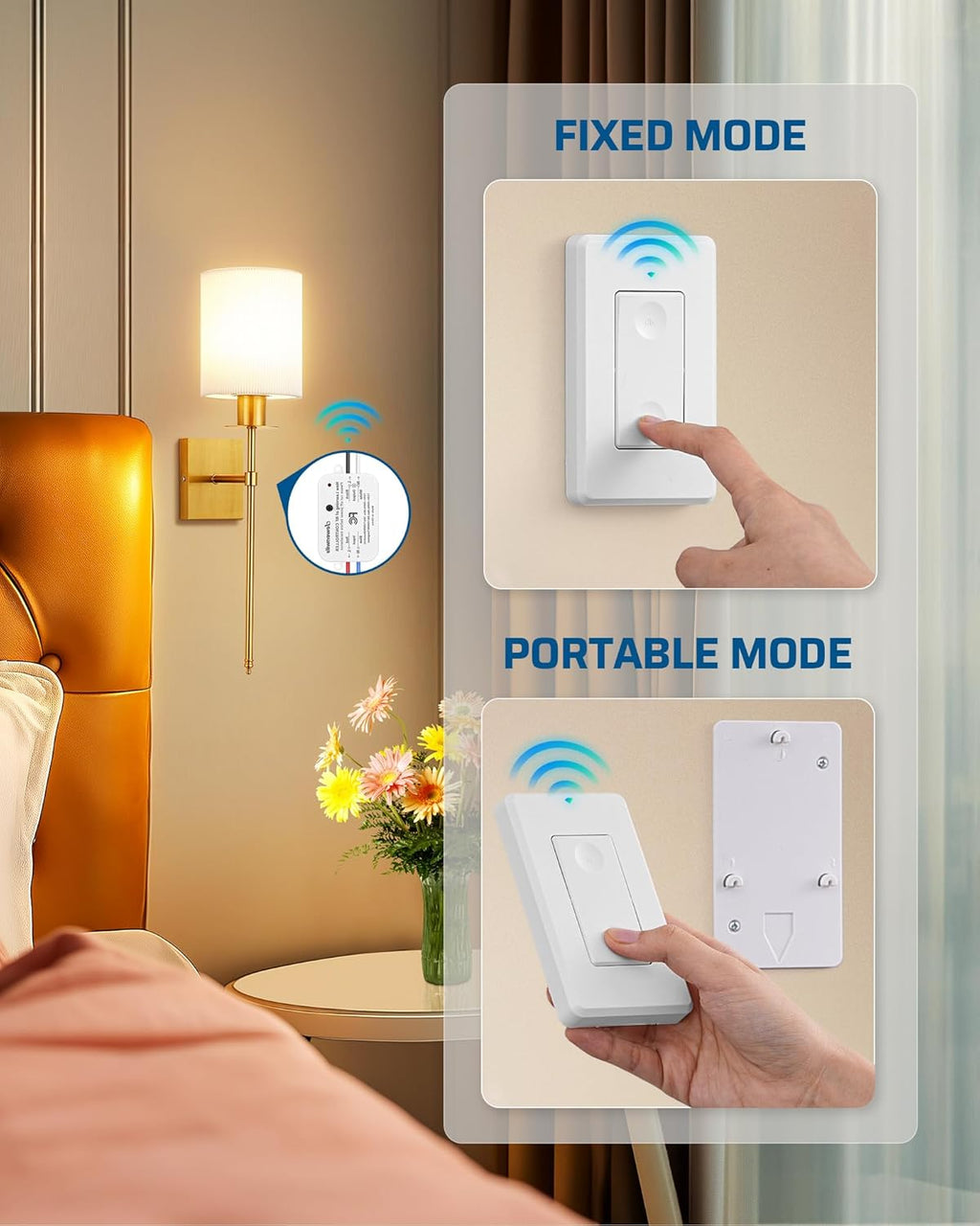 DEWENWILS Wireless Remote Light Switch, Expandable Wireless Wall Switch Kit, No Wiring, No WiFi, 100 Ft RF Range, Programmable, Remote Control Light Fixture for Lamps, Ceiling Lights, Fans