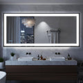 Antok 72X32 LED Bathroom Mirror with Lights, Vanity Mirror for Wall with Black Frame, Touch Control, Anti-Fog, Dimmable Lights, Shatter-Proof, Memory Function, Wall-Mounted Vanity Mirrors