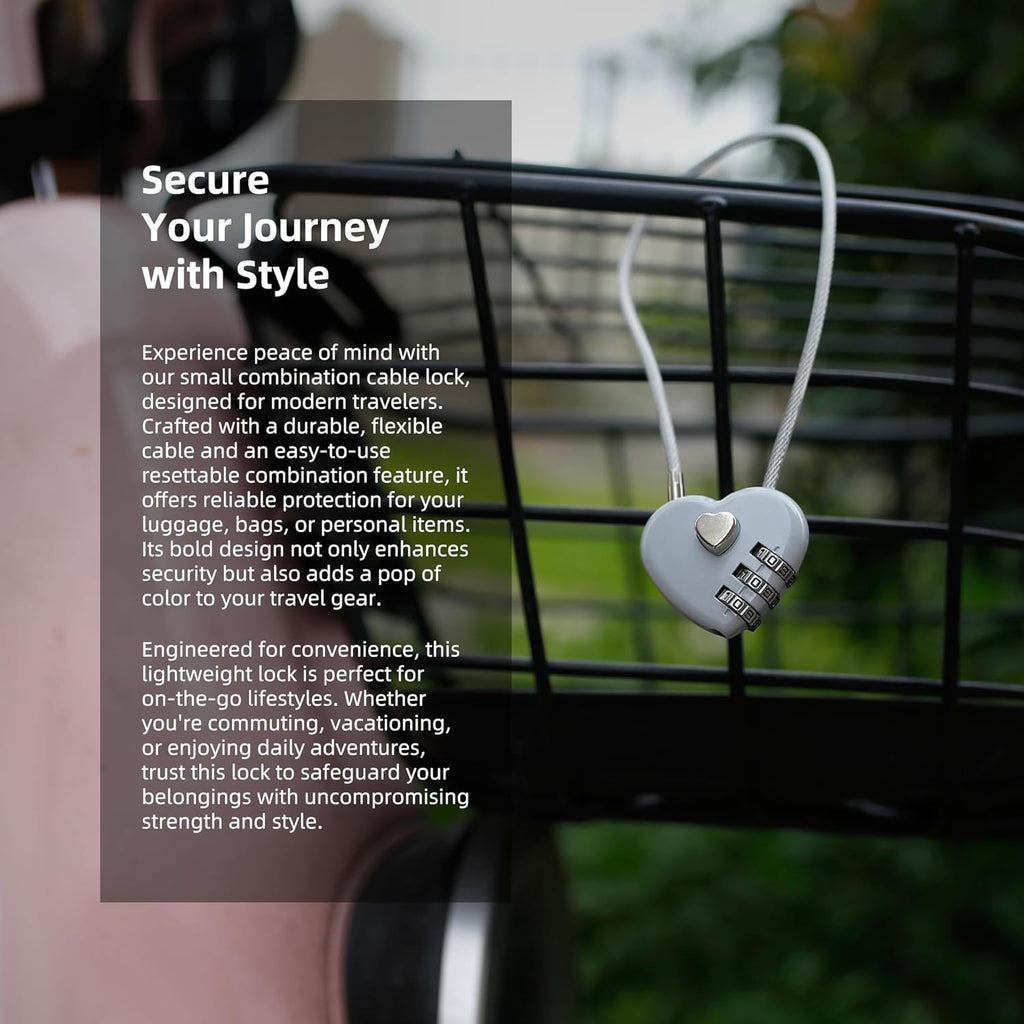 Combination Lock with Cable, Combo Lock with Code, Small Cable Padlock Combination for Travel Essentials, Luggage, Bike Motorcycle Helmet, Outdoor Fence Gate, Cabinet, Refrigerator Door