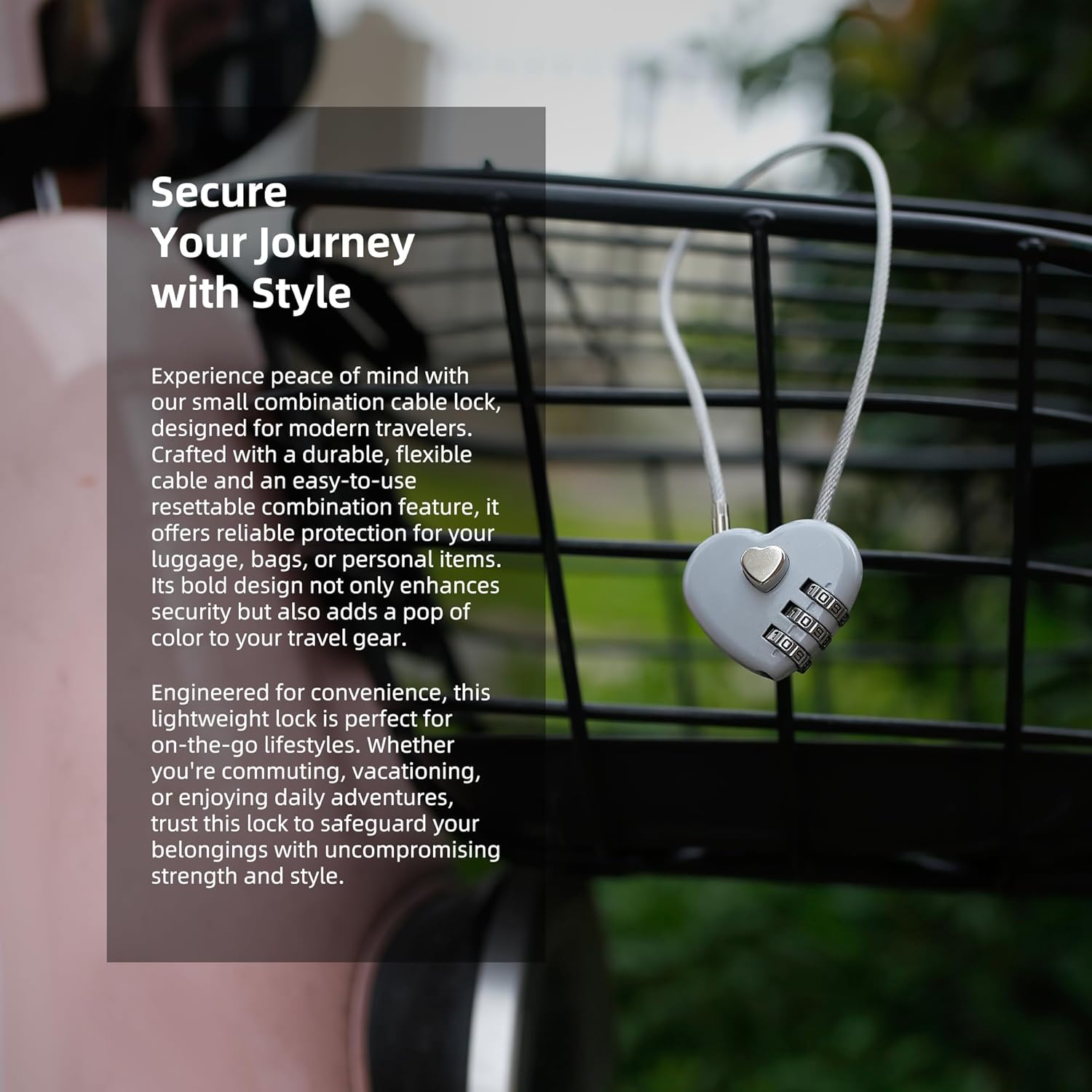 Combination Lock with Cable, Combo Lock with Code, Small Cable Padlock Combination for Travel Essentials, Luggage, Bike Motorcycle Helmet, Outdoor Fence Gate, Cabinet, Refrigerator Door