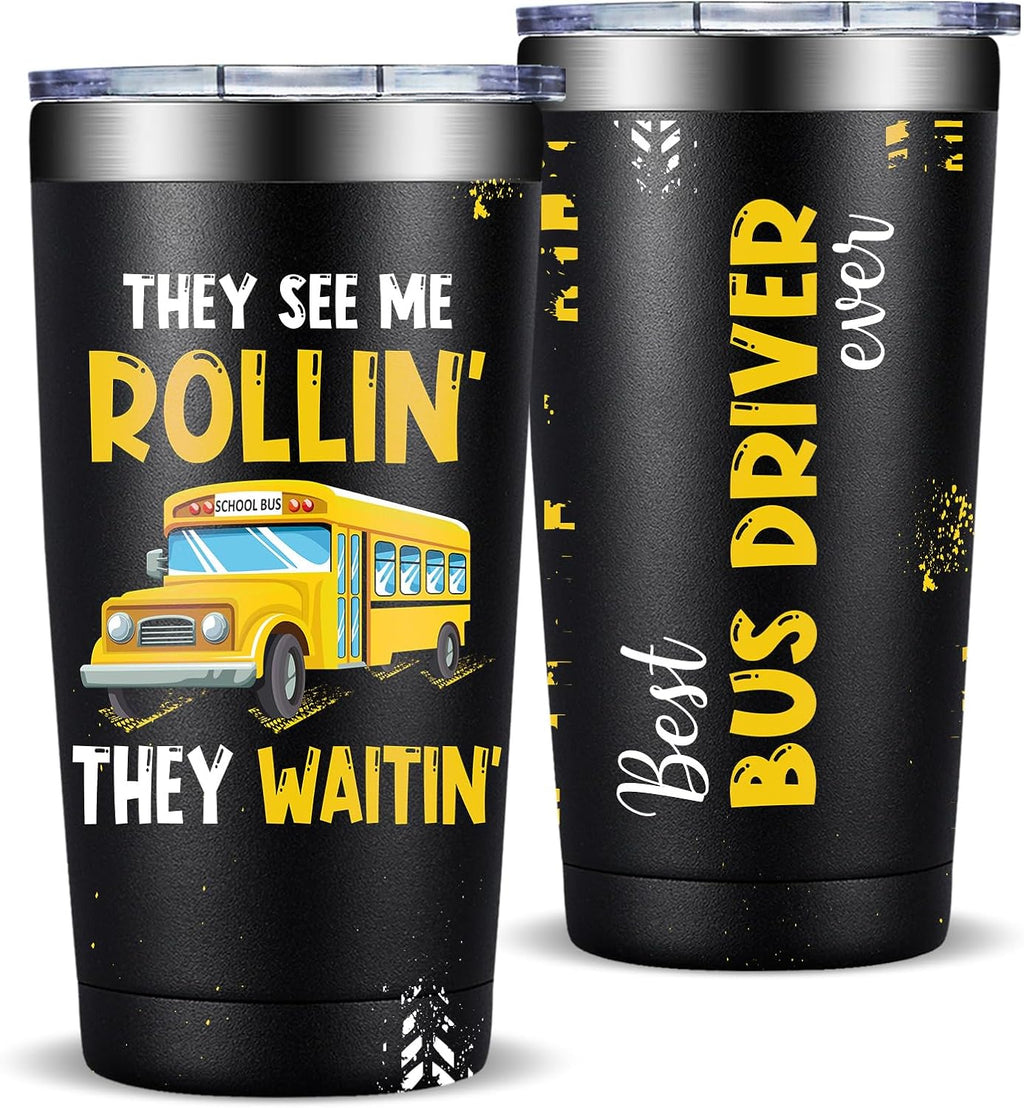 Fufandi Bus Driver Gifts - Bus Driver Christmas Appreciation Gifts for Men Women - School Bus Drivers Gift, Back To School Cup - Tumbler Cup 20oz