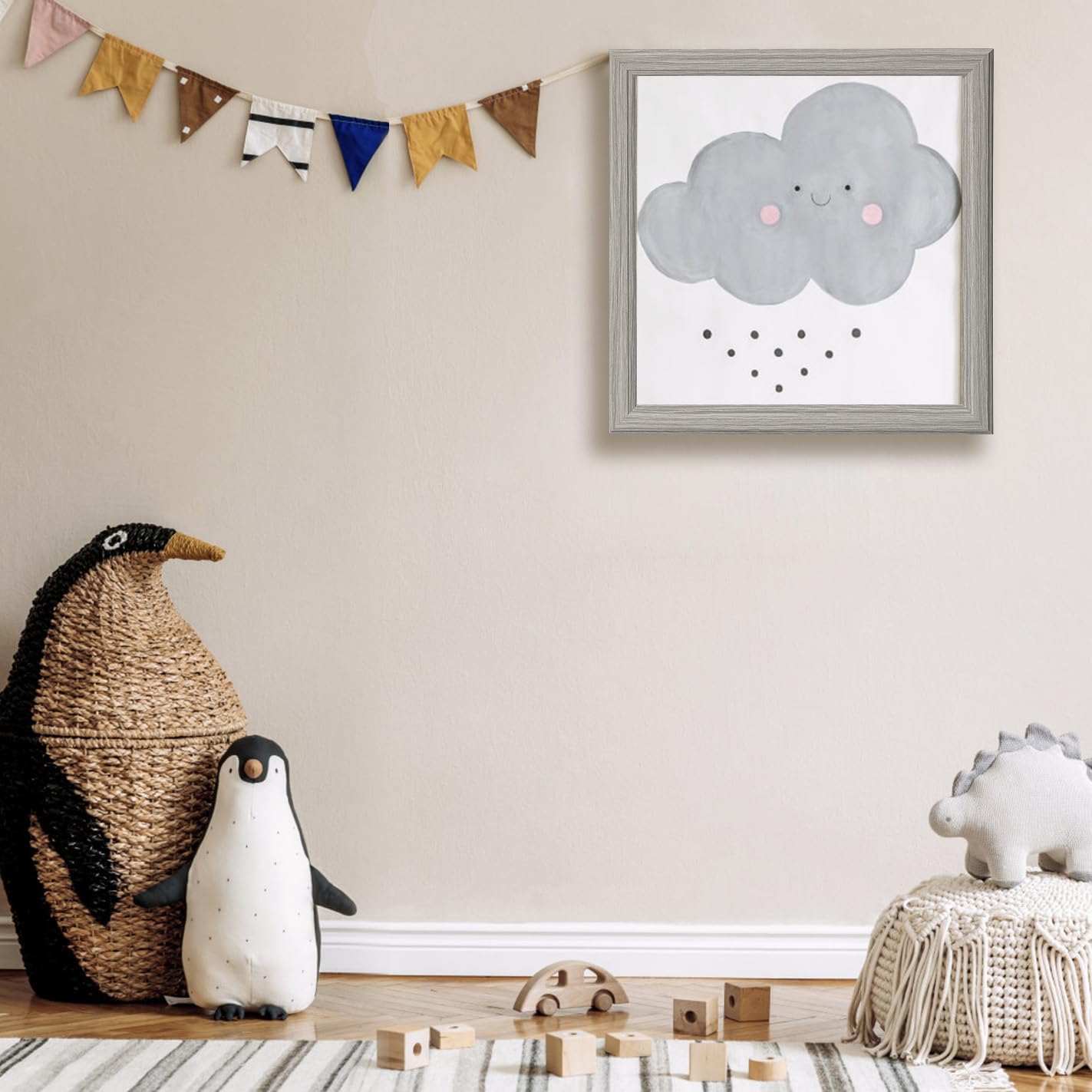 KTKDE 12x12 Picture Frame Set of 3, Grey Wooden frames- Wall Hanging Display- Best Square Photo Frame Studio Gallery for Photos- Posters & Art Prints